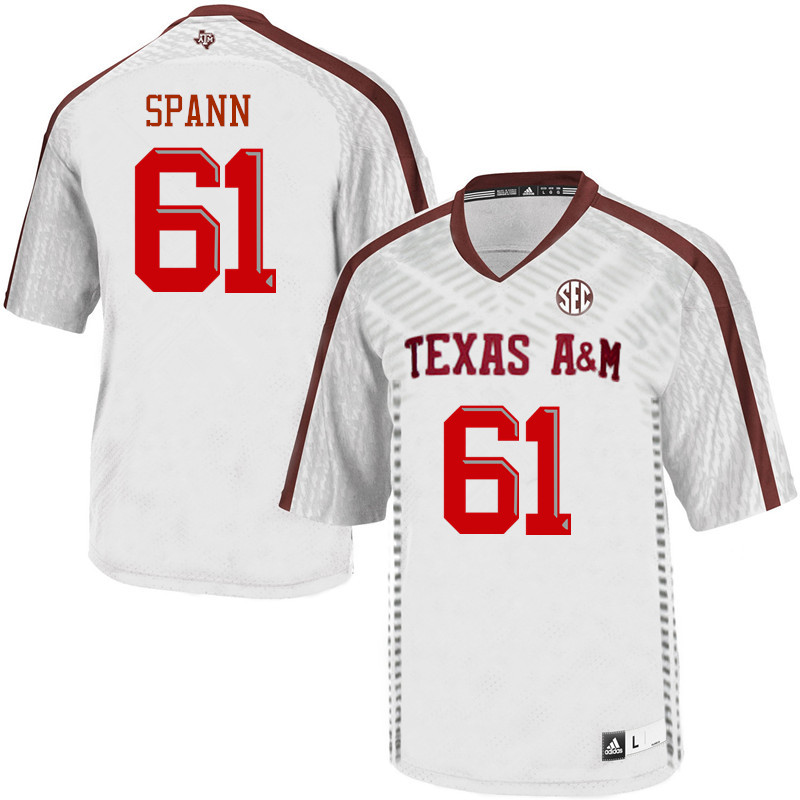 Men #61 Thomas Spann Texas A&M Aggies College Football Jerseys Sale-White - Click Image to Close